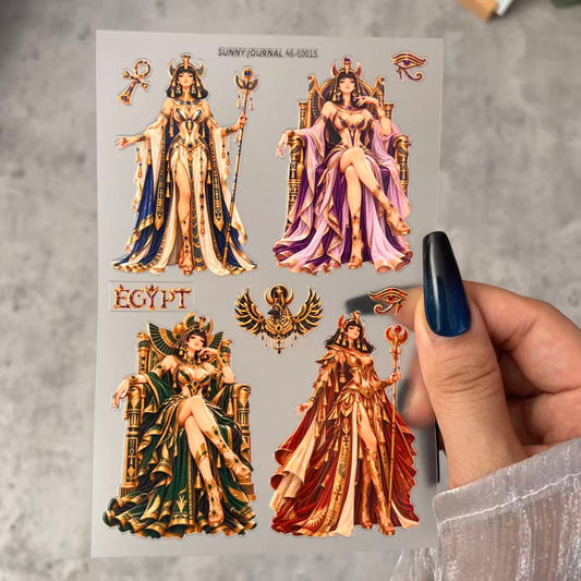 E0015--Queen of Egypt 3D Embossed Sticker 1 Pcs A6 Size 10X15cm=4x6inch