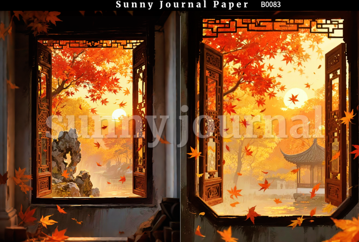 B0083-Traditional Autumn Scenery A5 paper 10pcs no repeat