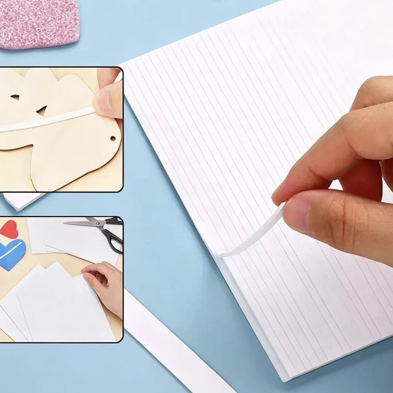 3D Stickers Double-sided foam sponge Adhesive Strips (Makes the figure pop up fully without showing the background)