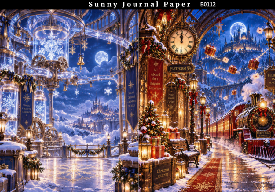 B0112-Enchanted Fantasy Chirstmas A5 paper 10pcs no repeat