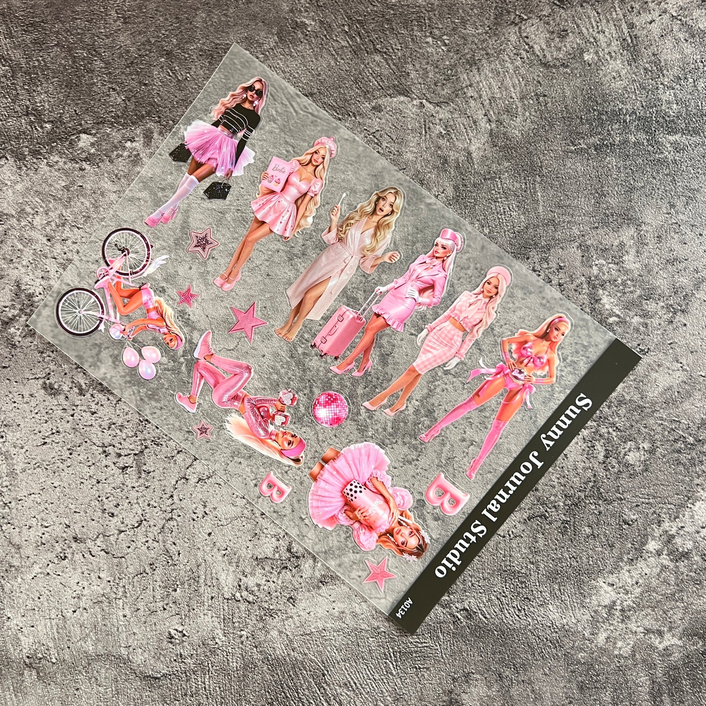 A0134--Pink Girl PET Sticker 1 Pcs A5 Size