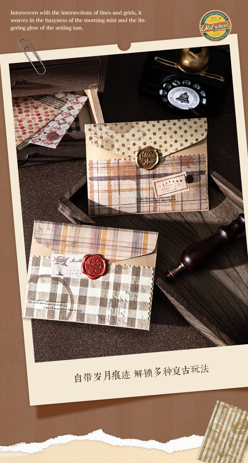 Time‑Woven Texture Striped Coffee‑Stain Journal Background Paper 30 Sheets Per Pack