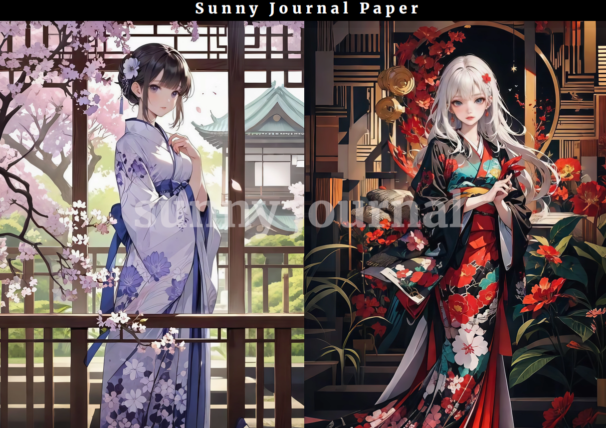 B0018-Japanese Kimono Anime Girls A5 Paper 10 pcs no repeat