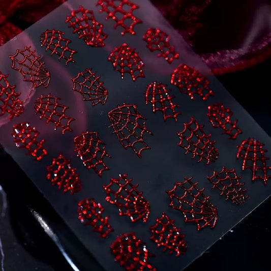 Halloween Spider Web Embossed 3D Iridescent Sticker