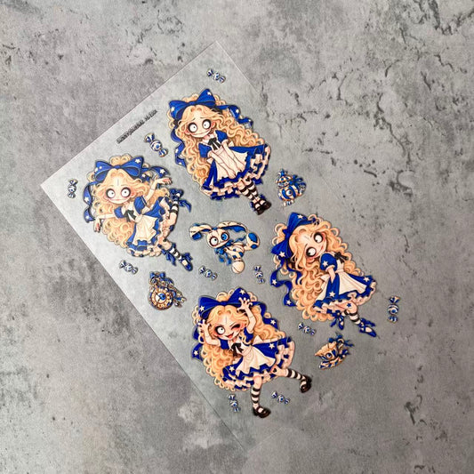 E001--Funny Alice 3D Embossed Sticker 1 Pcs A6 Size 10X15cm=4x6inch