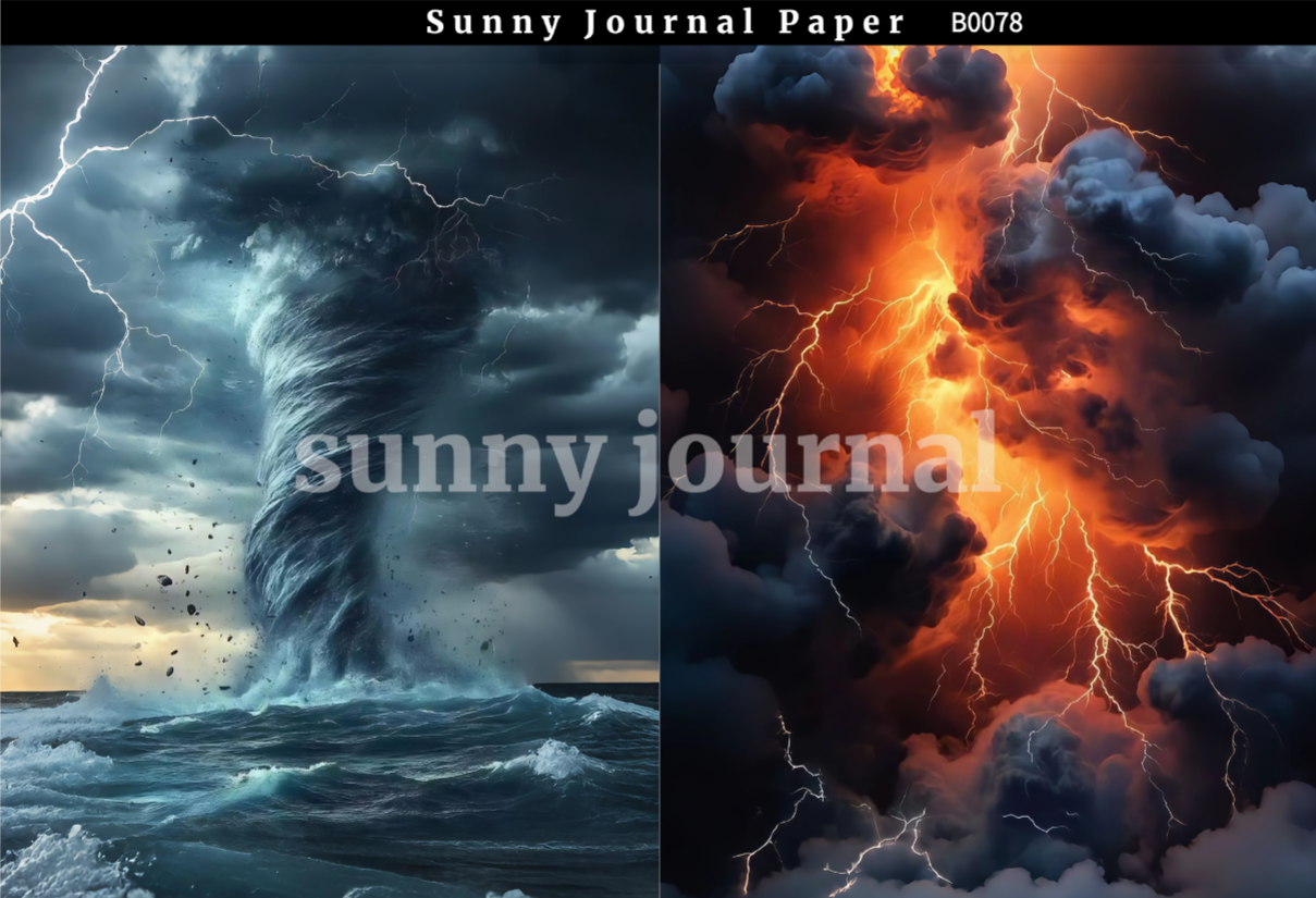 B0078-Tornado and Lightning A5 paper 10pcs no repeat