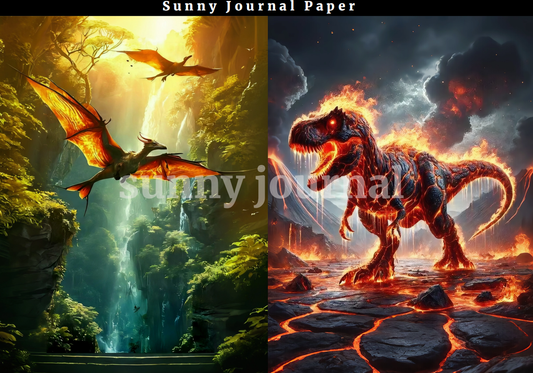 B0015-Dinosaur A5 Paper 10 pcs no repeat