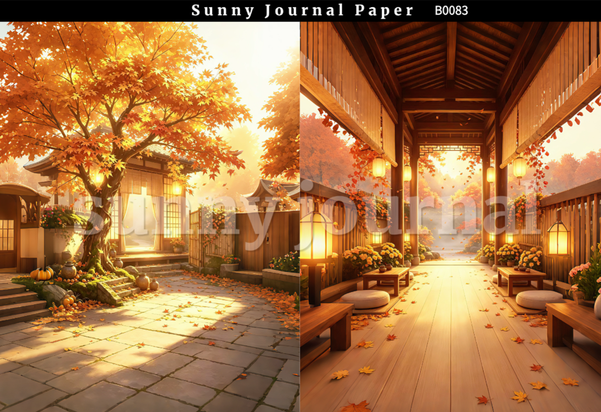 B0083-Traditional Autumn Scenery A5 paper 10pcs no repeat