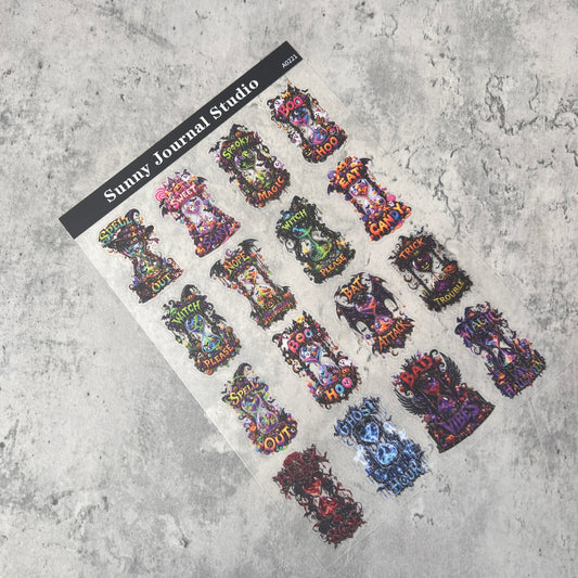 A0221--Halloween Hourglass PET Sticker 1 Pcs A5 Size