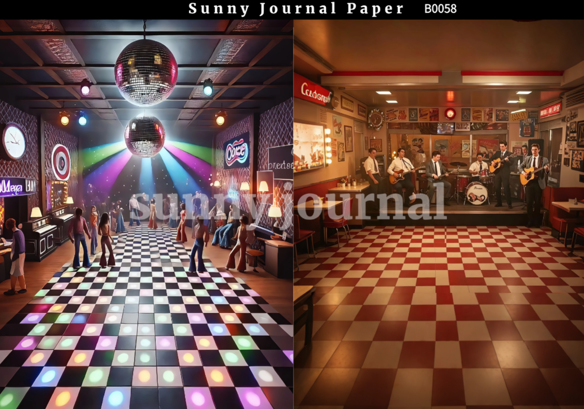B0058-Retro Red Carpet & Disco Vibe Paper A5 paper 10pcs no repeat