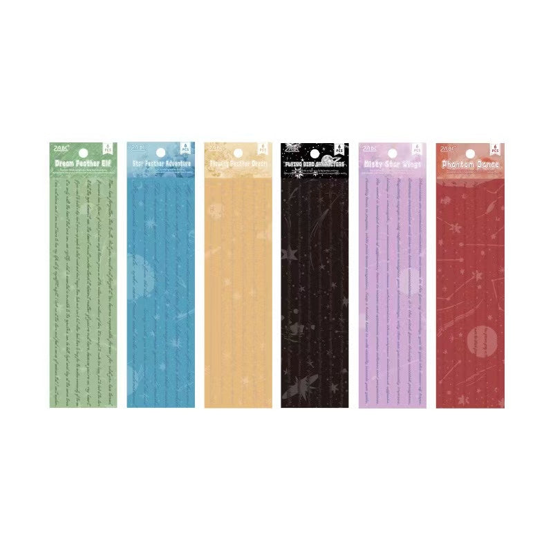 Pre-Cut PET Waterproof Stickers with Long English Letter 6 Designs
