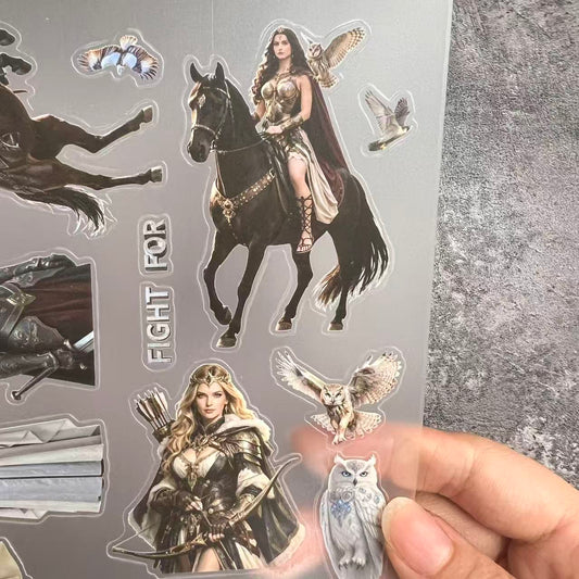 A0125--Female character《Medieval fantasy warfare》PET Sticker 1 Pcs A5 Size