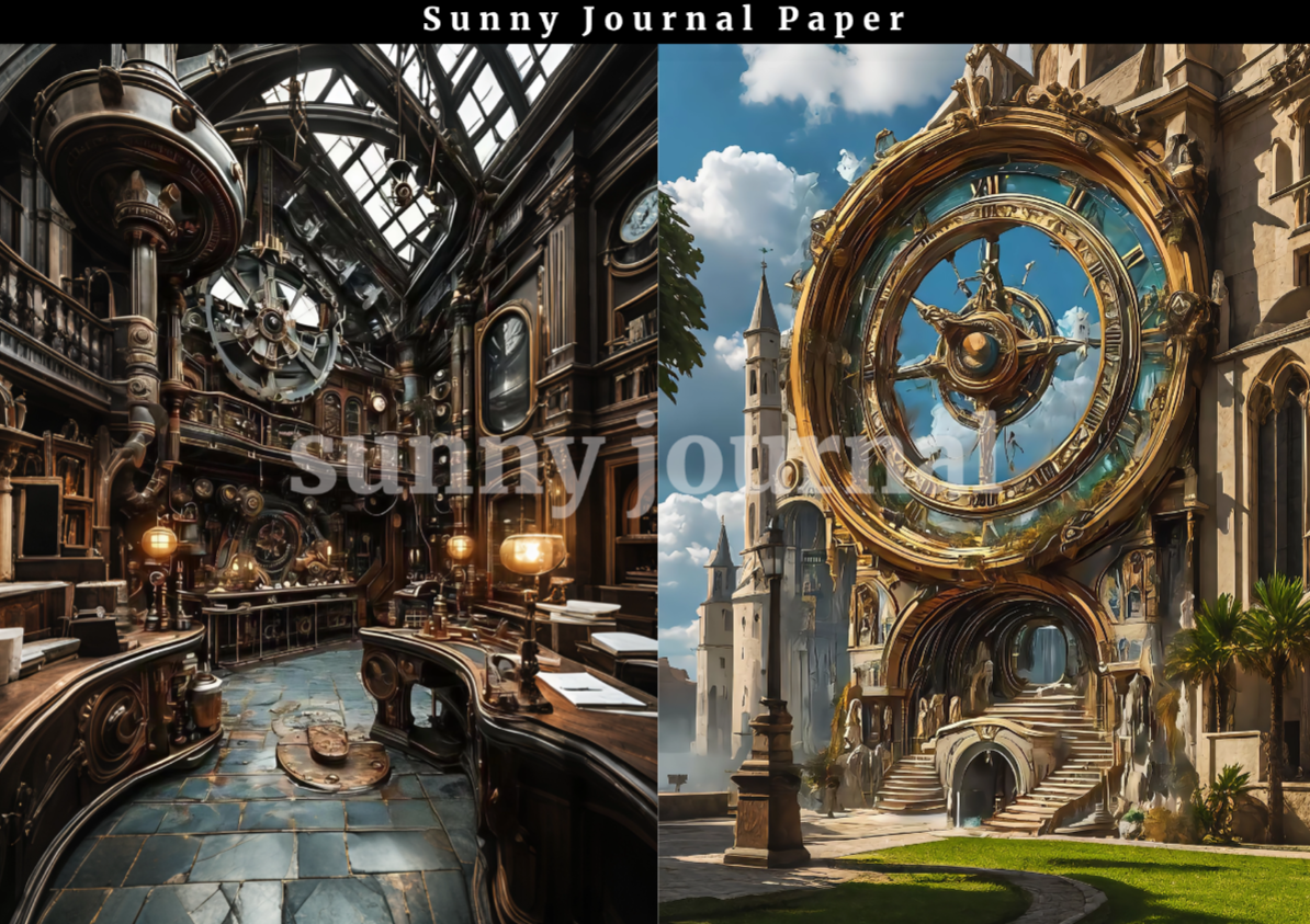 B0047-SteamPunk Background A5 paper 10pcs no repeat