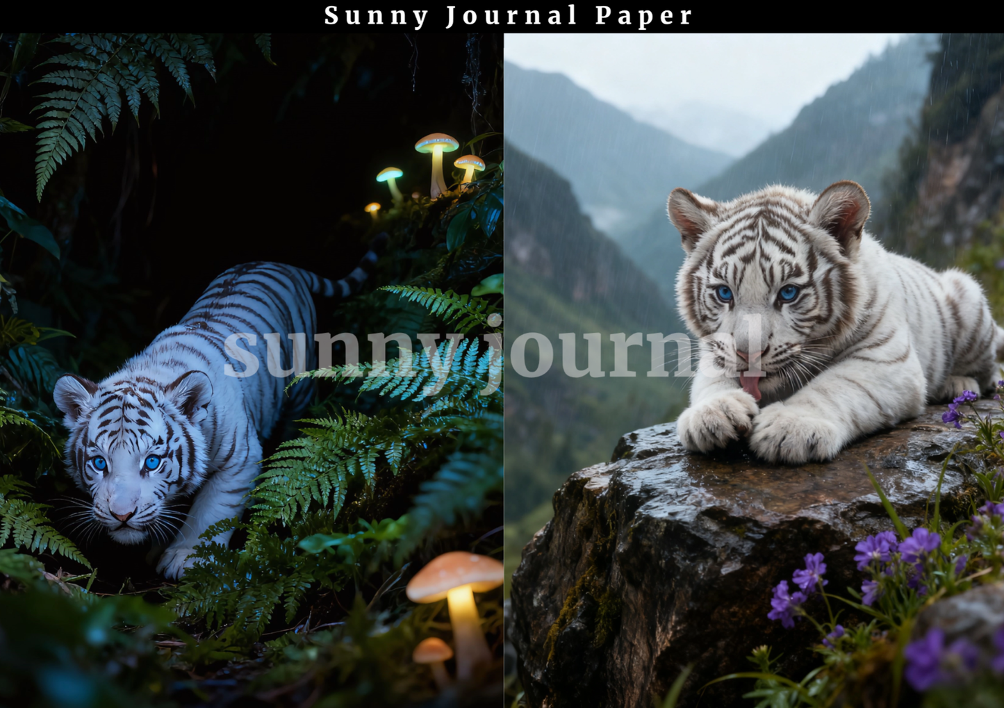 B0025- White Tiger A5 paper no repeat