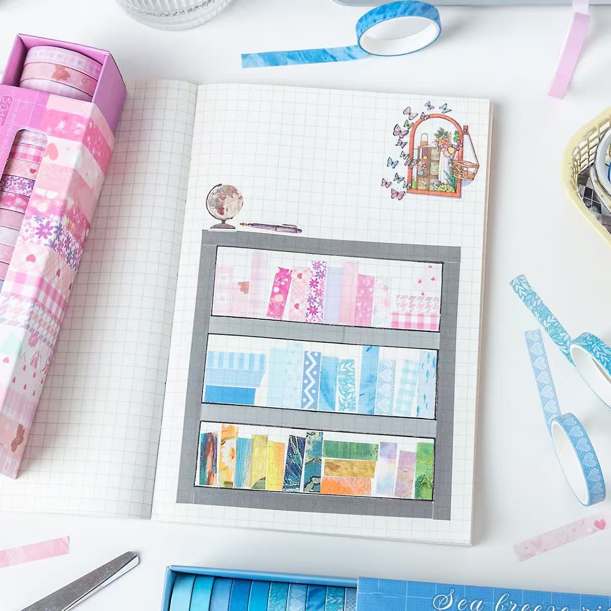 Washi Tape Set Light & Shadow Border Striped 20 rolls