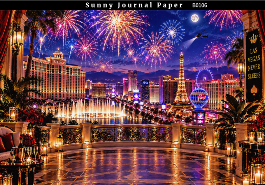 B0106-LAS VEGAS Nightscape Horizontal A5 paper 15pcs no repeat