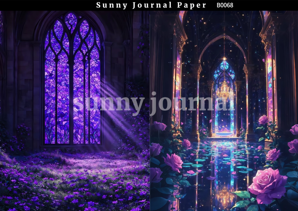 B0068-Purple Magic Style Paper A5 paper 10pcs no repeat