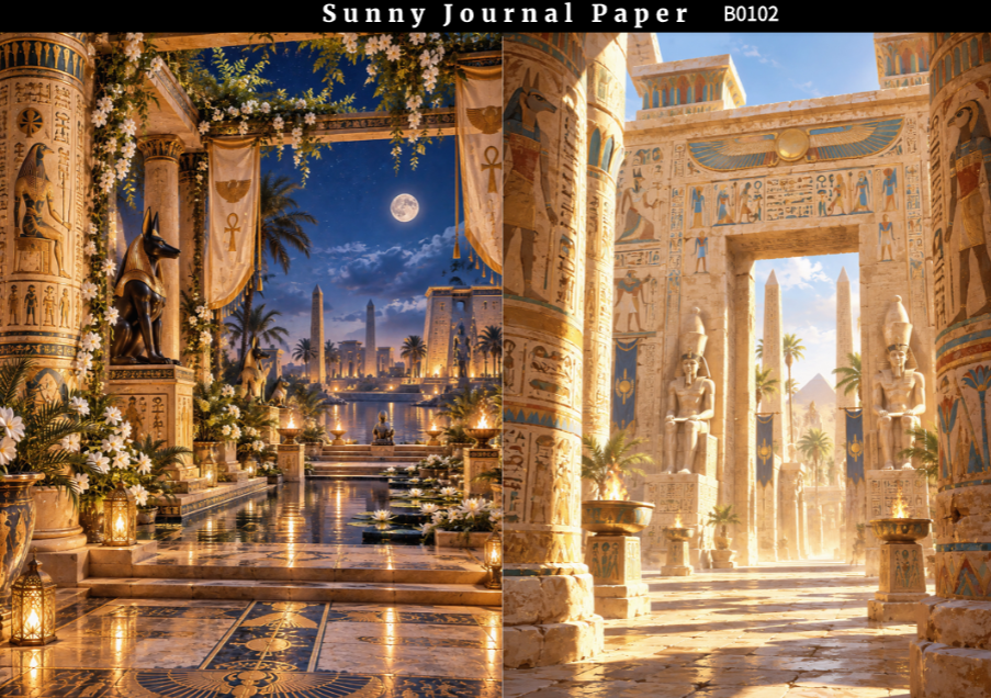 B0102--Ancient Egyptian Palace A5 paper 10pcs no repeat
