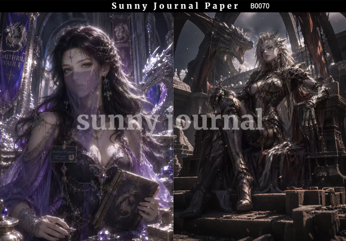 B0070-Dark Fantasies Gothic Royalty Paper A5 paper 10pcs no repeat