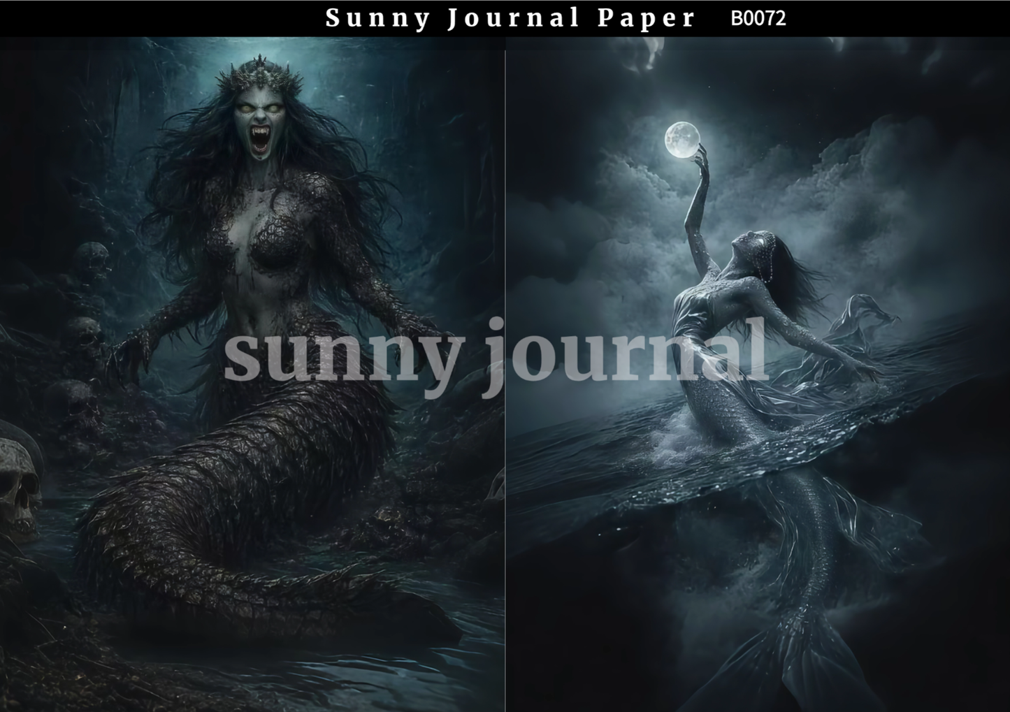 B0072-Dark Mermaid Paper A5 paper 10pcs no repeat
