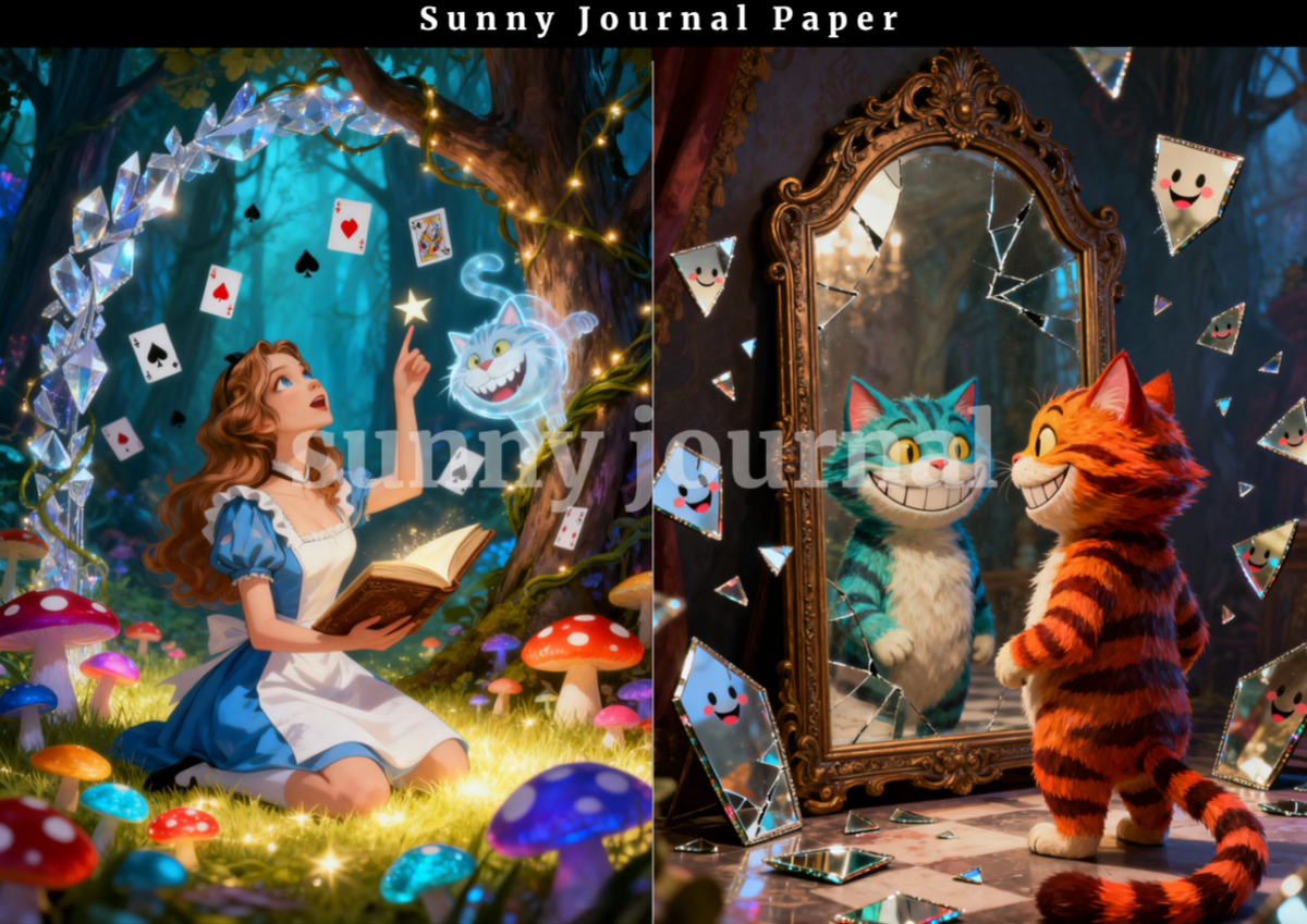 B0056- Fairy Alice in Wonderland Paper A5 paper 15pcs no repeat