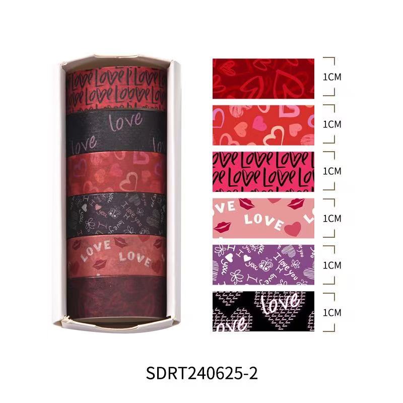 Washi Tape Set Valentine's Day 6 pcs rolls