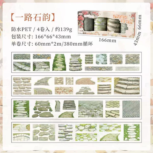 PET Tape Set Stone Road Pre-cut 4 pcs rolls