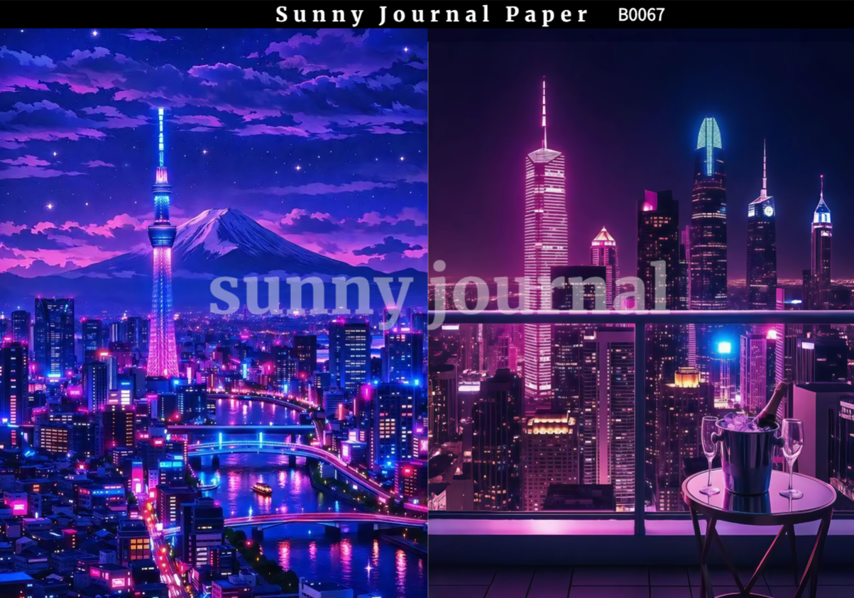 B0067-Cyber City Paper A5 paper 10pcs no repeat