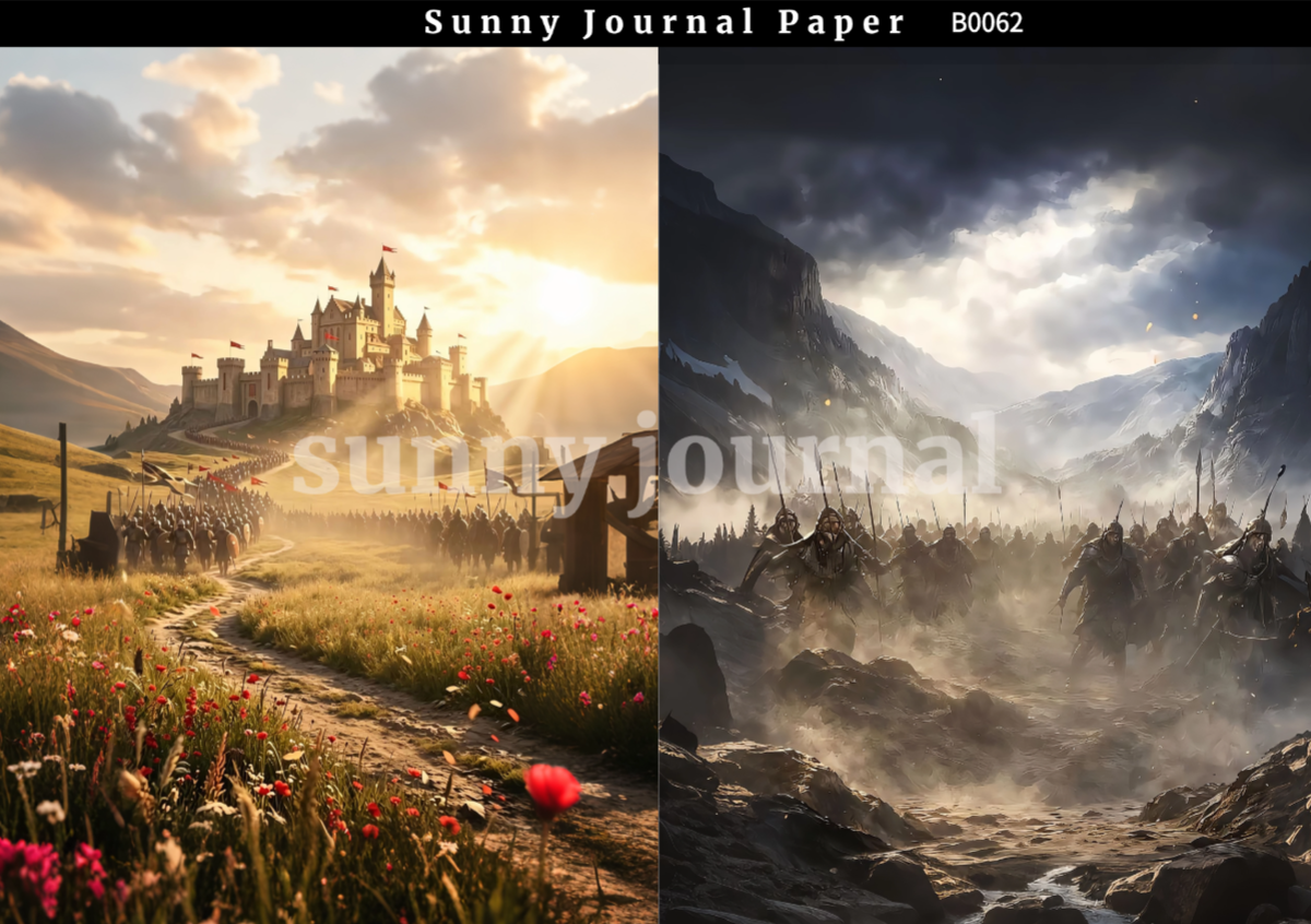 B0062-Medieval fantasy warfare Paper A5 paper 10pcs no repeat