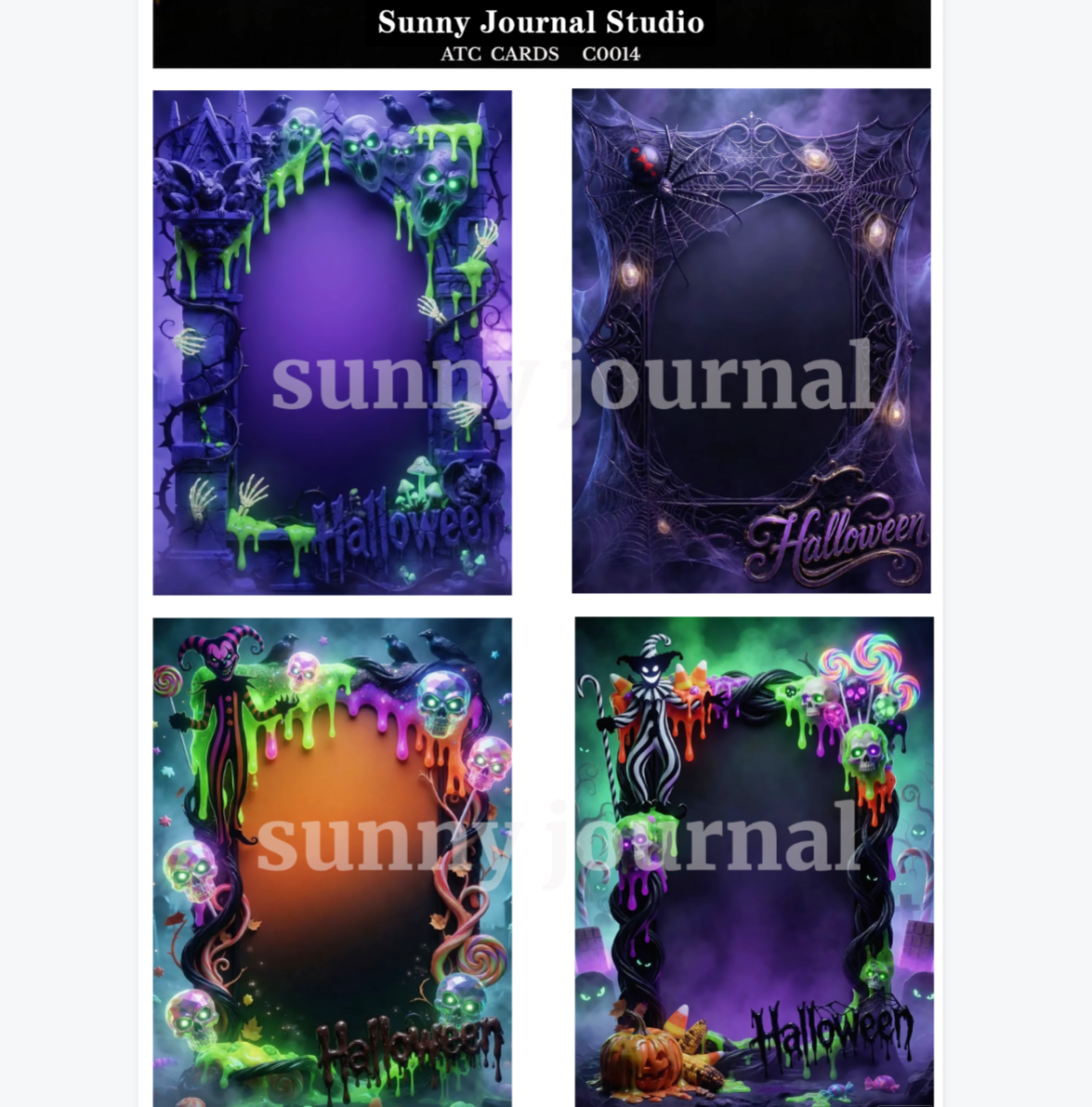 C0014-Gothic Halloween ATC Cards 20 iamges 300GSM Paper Card / Self-cut Required