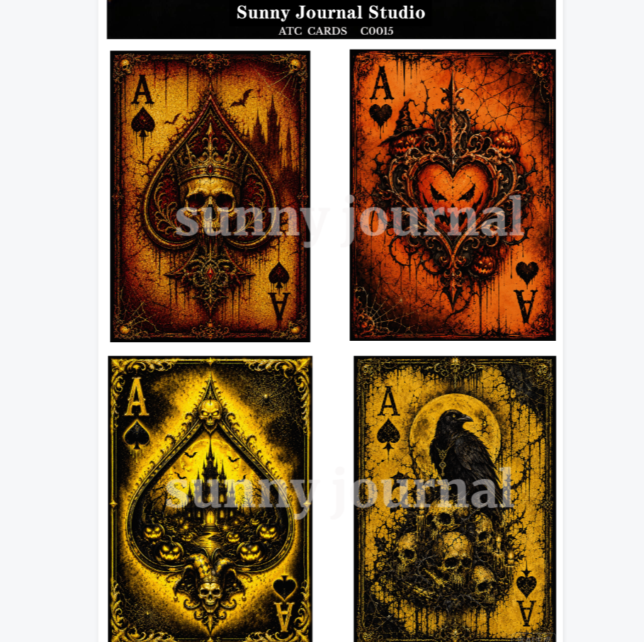 C0015-Gothic Halloween ATC Cards 20 iamges 300GSM Paper Card / Self-cut