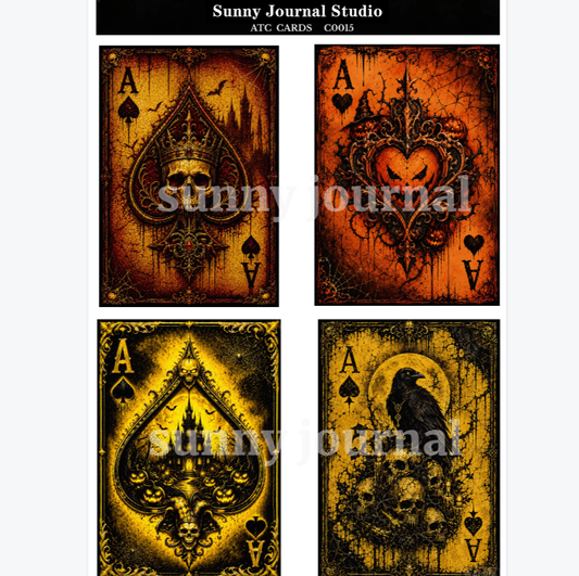 C0015-Gothic Halloween ATC Cards 20 iamges 300GSM Paper Card / Self-cut