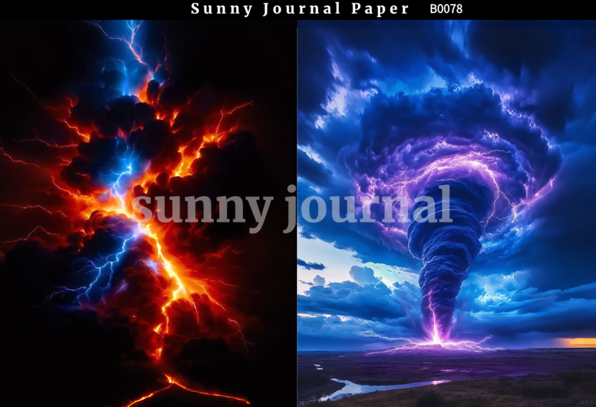B0078-Tornado and Lightning A5 paper 10pcs no repeat