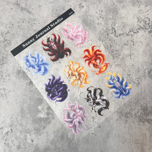 A0205--Nine-Tailed Fox PET Sticker 1 Pcs A5 Size