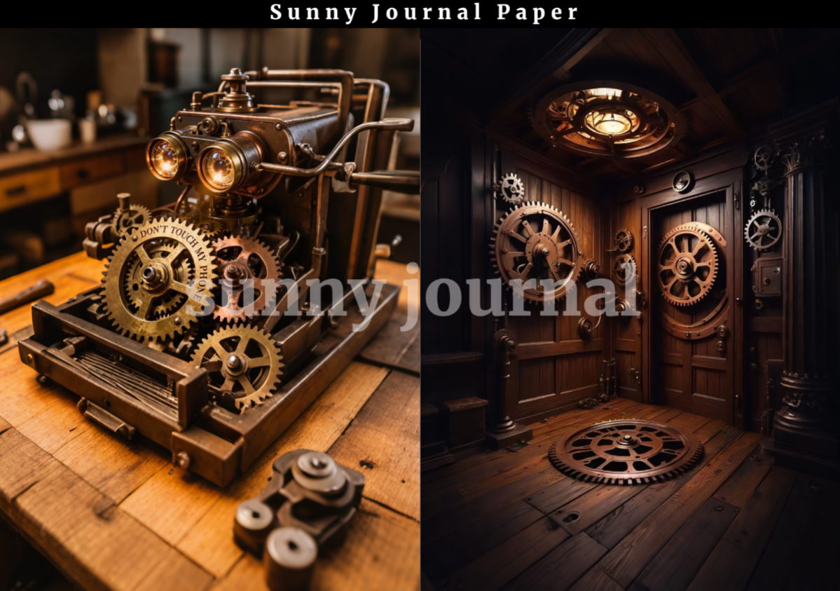 B0047-SteamPunk Background A5 paper 10pcs no repeat