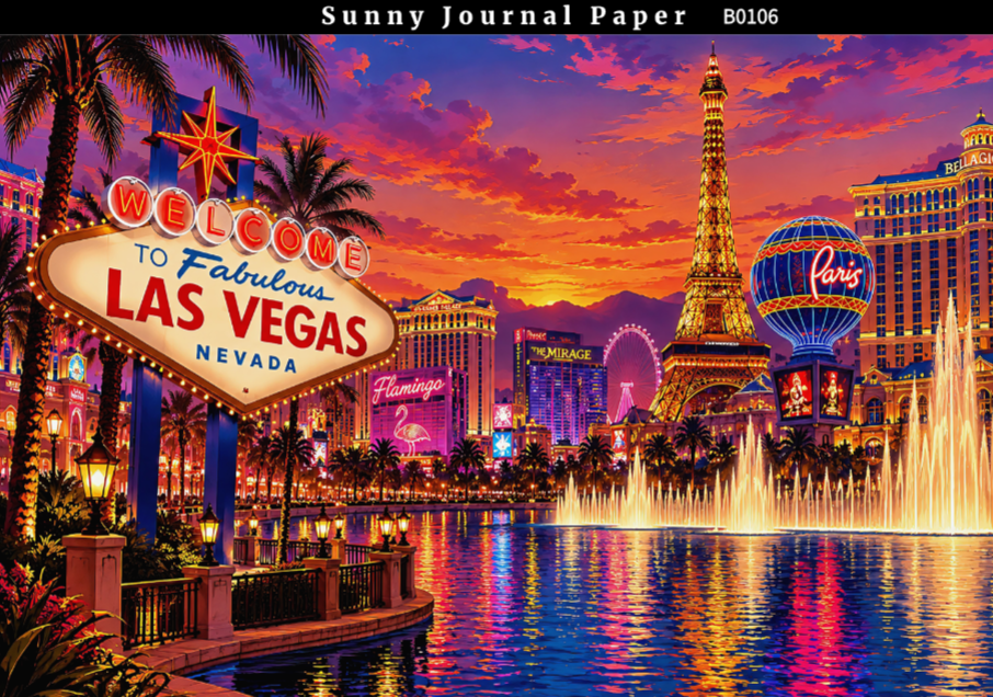 B0106-LAS VEGAS Nightscape Horizontal A5 paper 15pcs no repeat