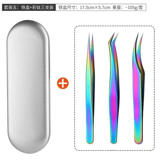 Iridescent Tin Box Tweezer Set