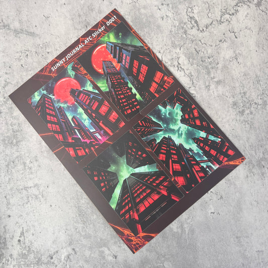 D001--Halloween Comic City Pre-cut Sticker 1 Pcs A5 Size For ATC