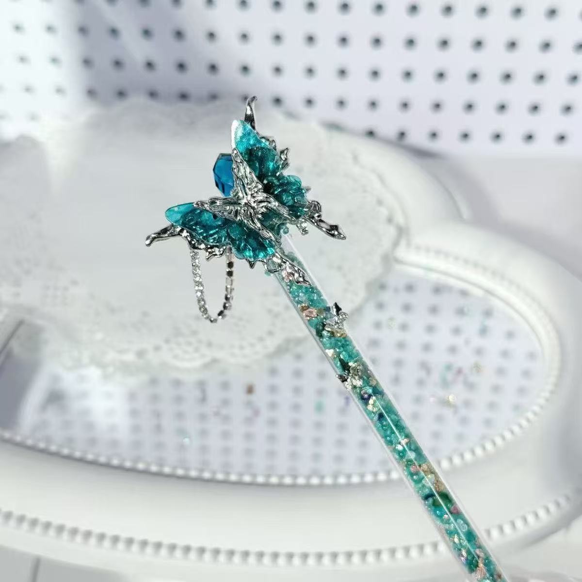 Handmade Knife-Crystal Butterfly Flower Pen Cutter for Journaling
