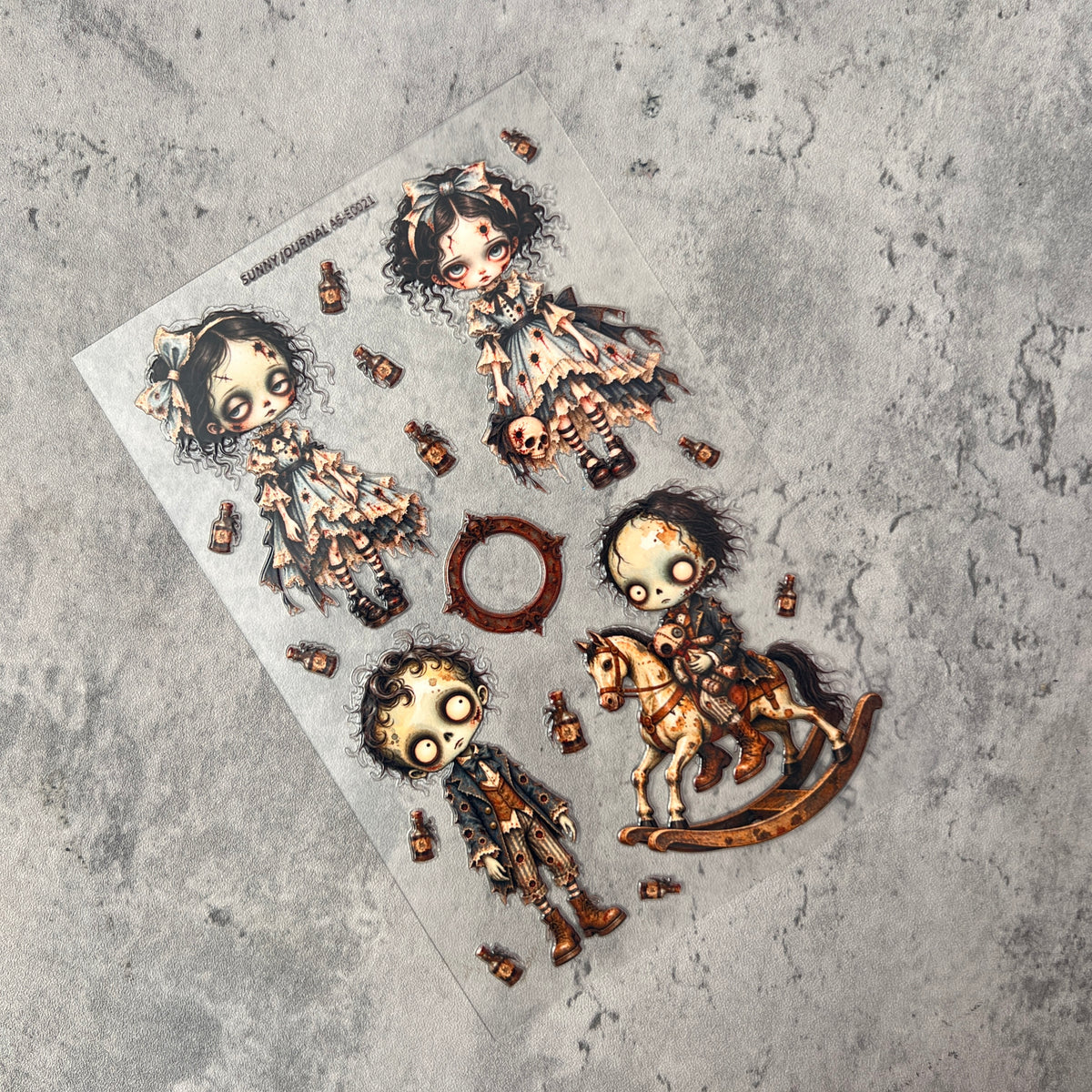 E0021--Creepy Cute Gothic Dolls 3D Embossed Sticker 1 Pcs A6 Size 10X15cm=4x6inch