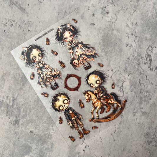 E0021--Creepy Cute Gothic Dolls 3D Embossed Sticker 1 Pcs A6 Size 10X15cm=4x6inch