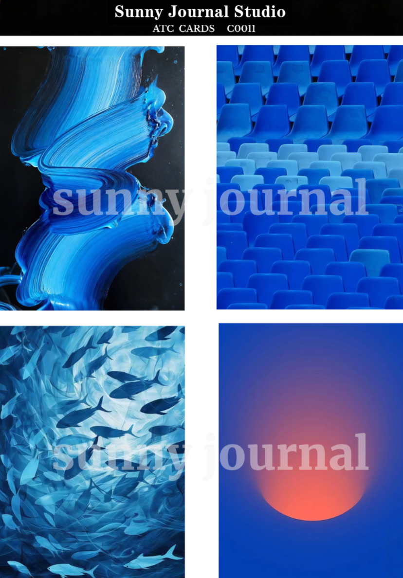 C0011-Klain Blue ATC Cards 20 iamges 300GSM Paper Card / Self-cut Required