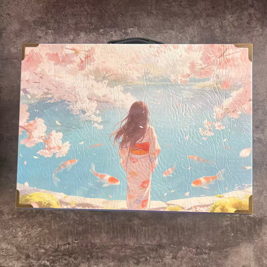 D0022 Cherry Girl and Blue Ocean Wooden Box