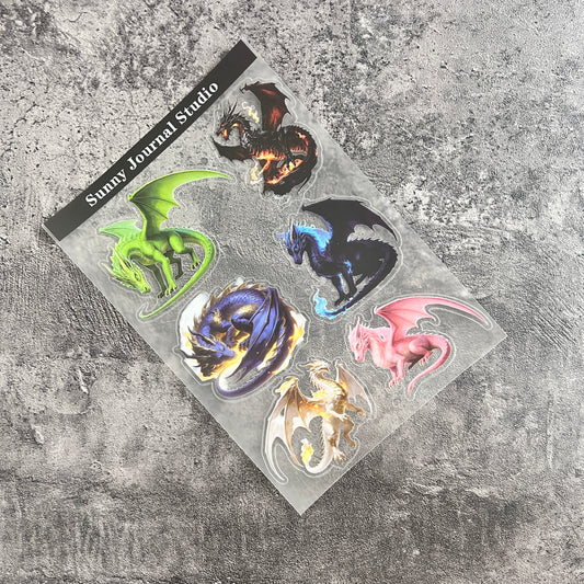 A0044--Colorful Dragon PET Sticker 1 Pcs A5 Size