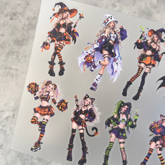 A0215--Halloween Girls PET Sticker 1 Pcs A5 Size