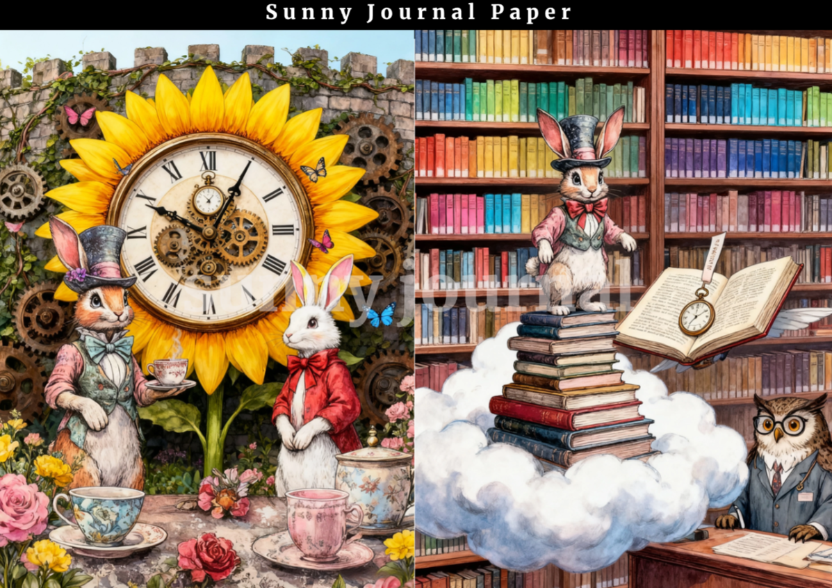 B0056- Fairy Alice in Wonderland Paper A5 paper 15pcs no repeat