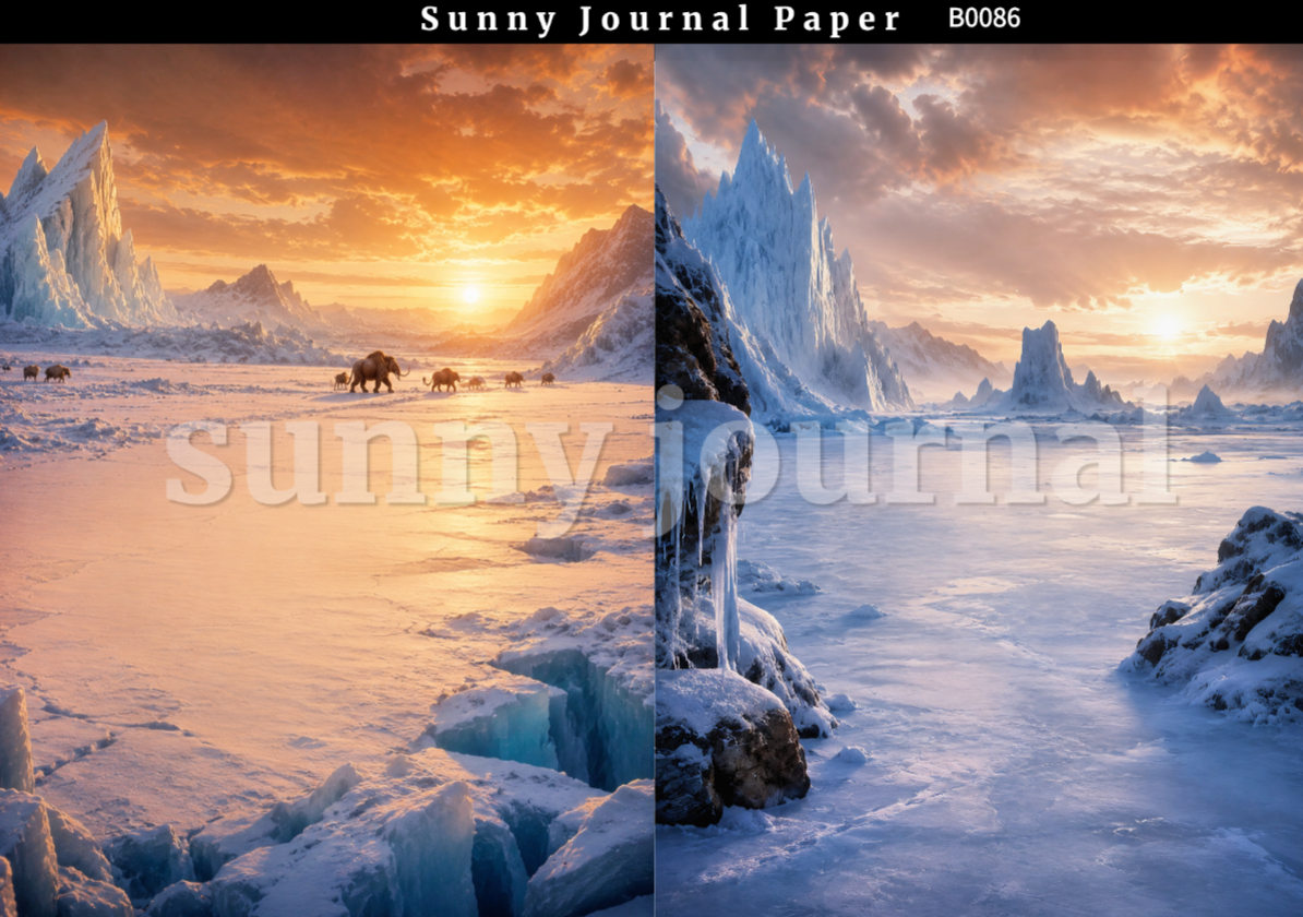 B0086-Ice Age Themed Background A5 paper 10pcs no repeat