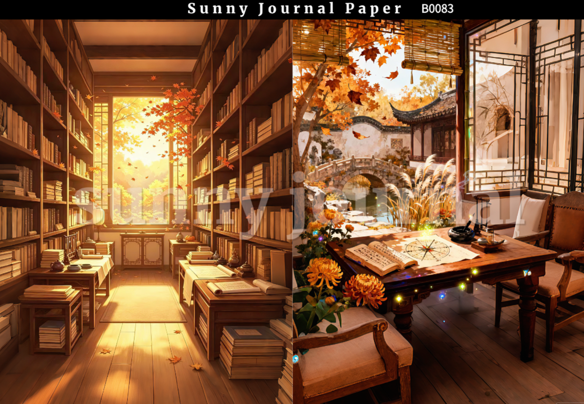 B0083-Traditional Autumn Scenery A5 paper 10pcs no repeat