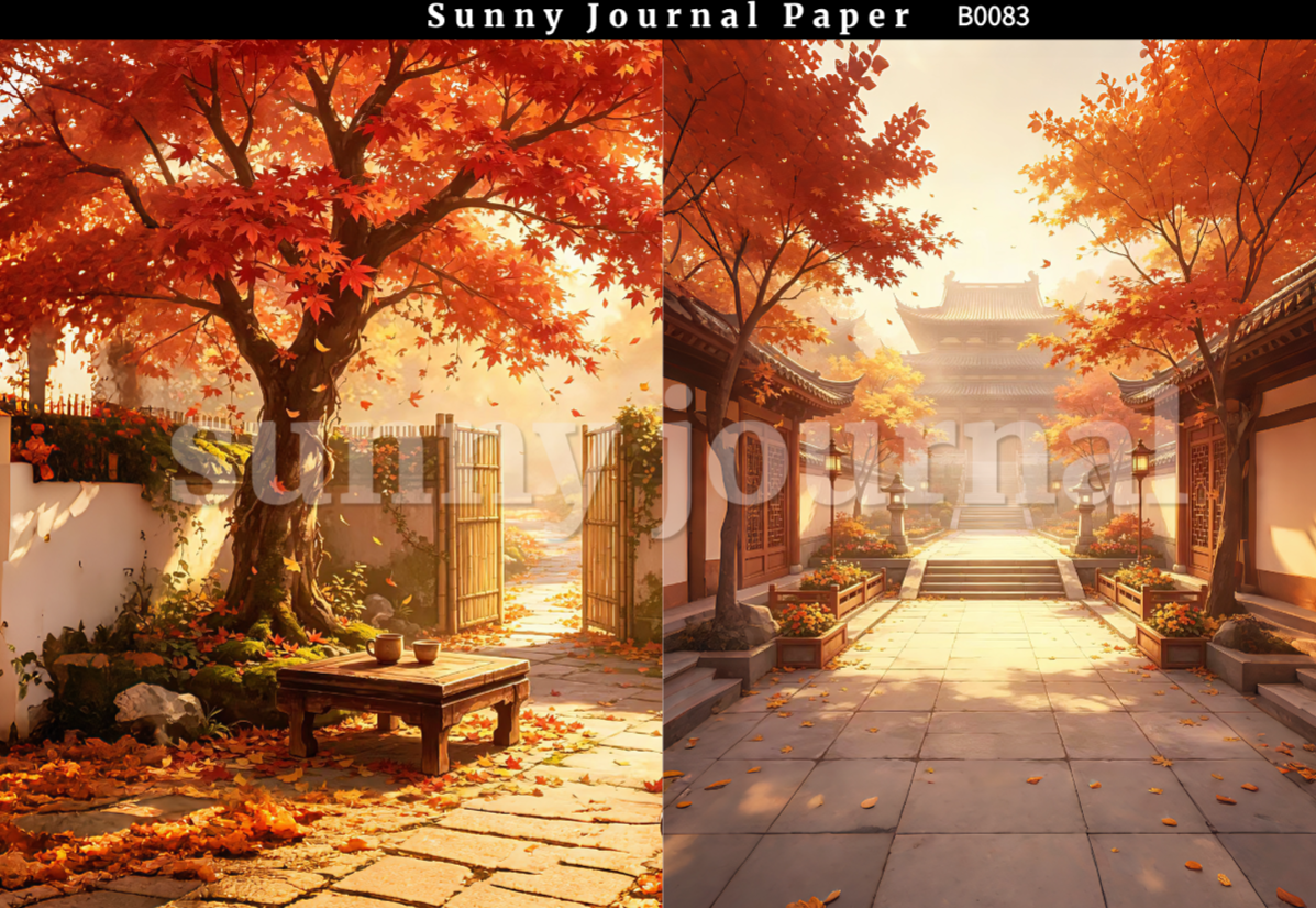 B0083-Traditional Autumn Scenery A5 paper 10pcs no repeat