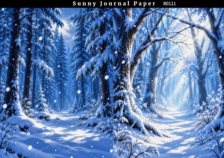 B0111--Winter Snowscape A5 paper 10pcs no repeat
